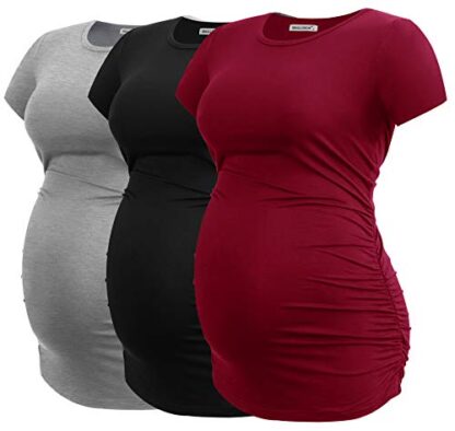 Smallshow Maternity T-Shirt Ruched Tunic Pregnancy Top